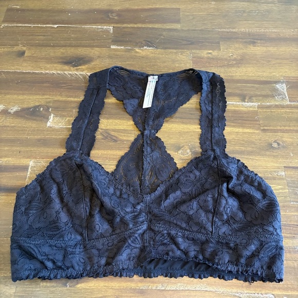 Intimately Free people Black Lace Bralette Sexy Layering Large L Galloon - Picture 1 of 6